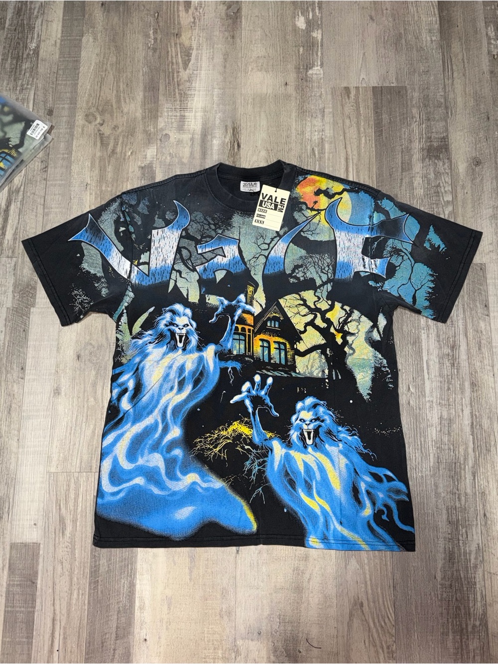 Valley dreams  Ghost House Graphic Tee with Blue Spirits